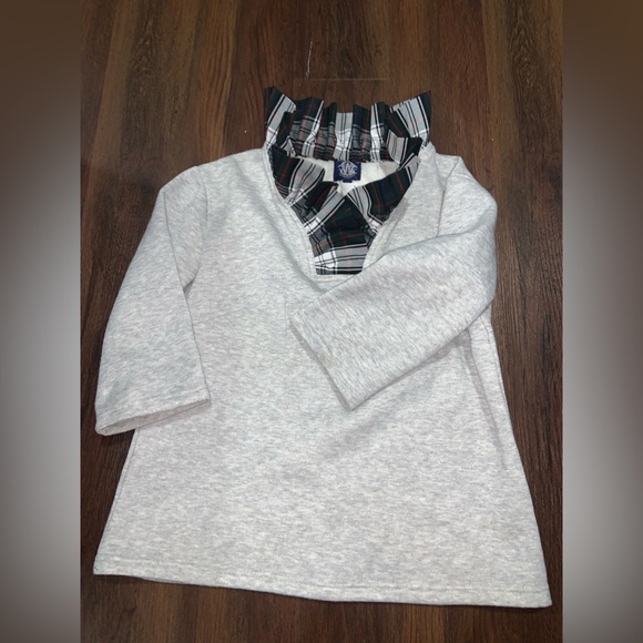 Elizabeth Willson designs Plaid Jacqueline Ruffle Sweatshirt XS preppy bow fall - Picture 4 of 5